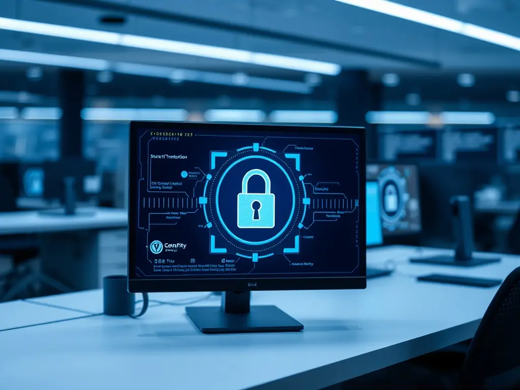 A secure payment gateway interface is displayed on a laptop screen, highlighting PaymentTech's dedication to secure and reliable financial transactions.